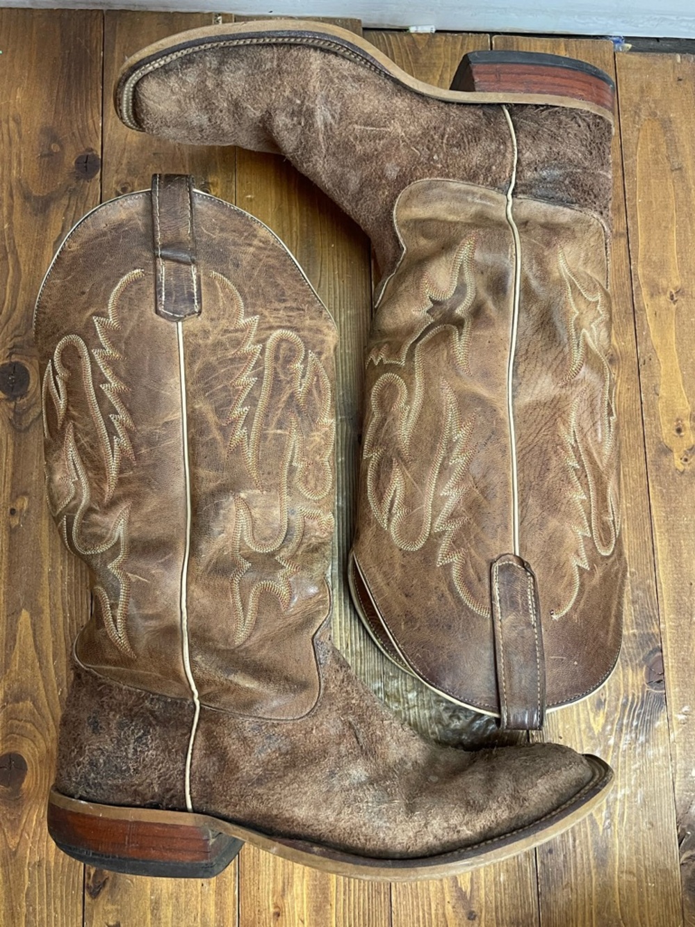 Anderson Bean brown leather square toe cowboy boots - Picture 7 of 12